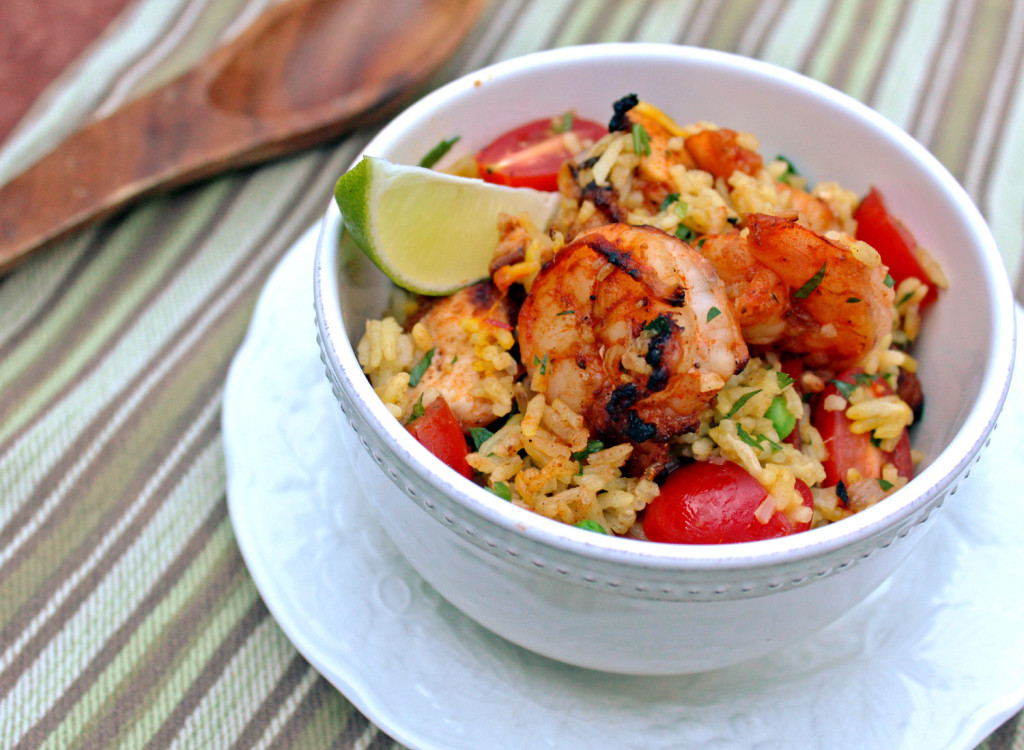 Paella with Smokey Grilled Chicken & Shrimp
