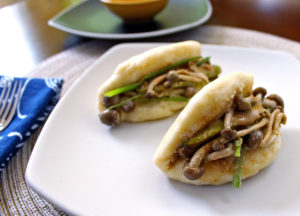 Bao Buns with Smoked Shimeji Mushrooms & Cashew Hoisin Sauce