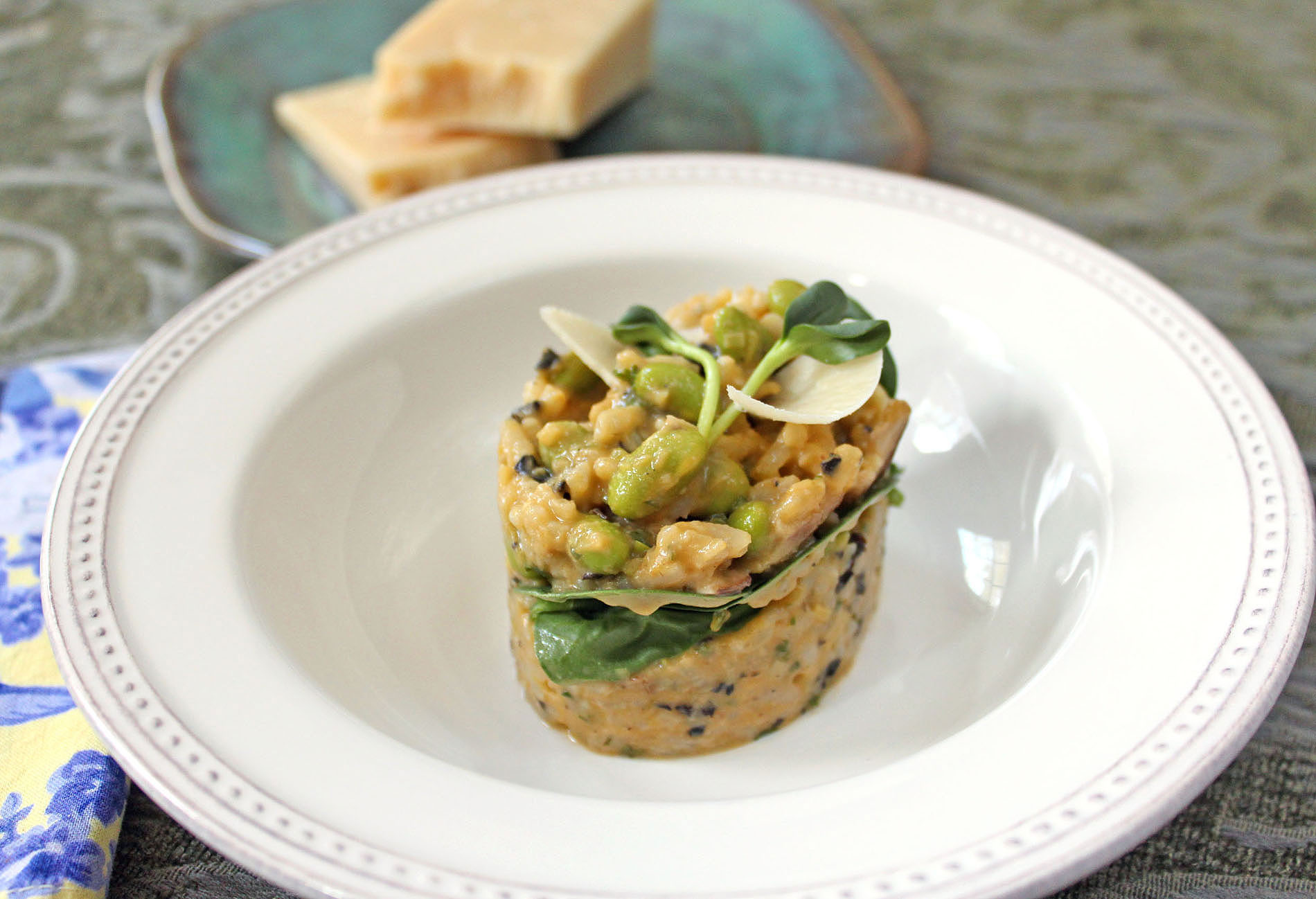 Spring Risotto with Mushrooms & Edamame 