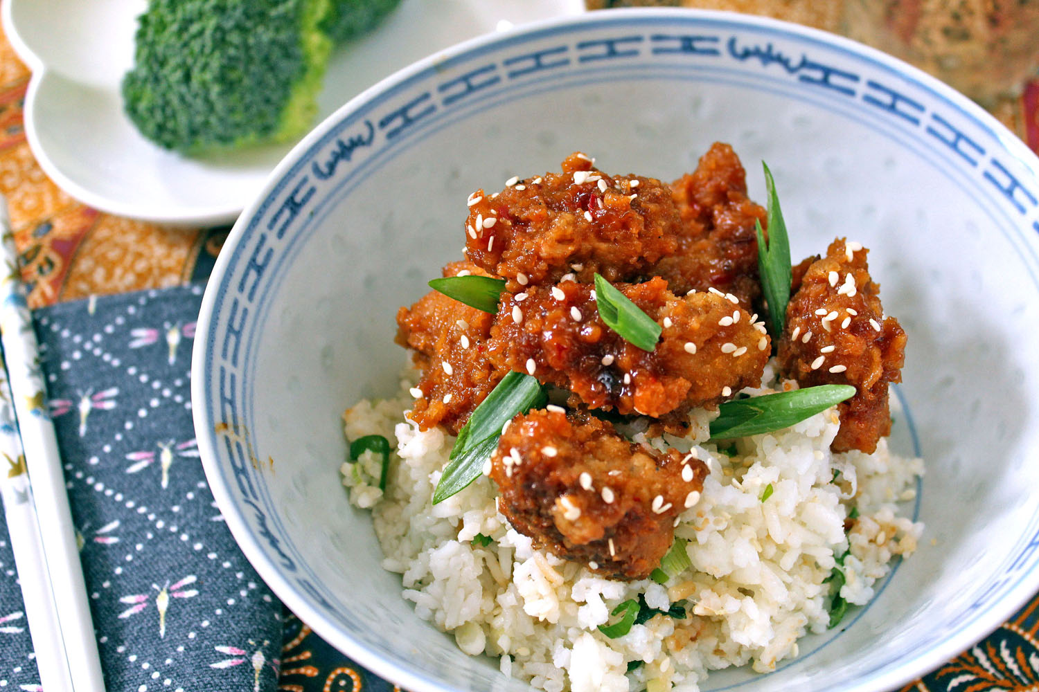 General Tso’s Chicken with Ginger Rice & Broccoli