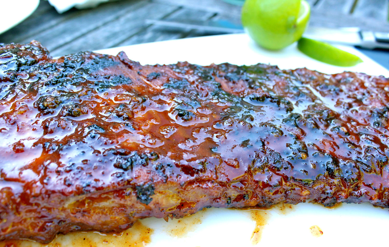 Tequila Glazed Ribs with Grilled Asparagus & Caramelized Onions