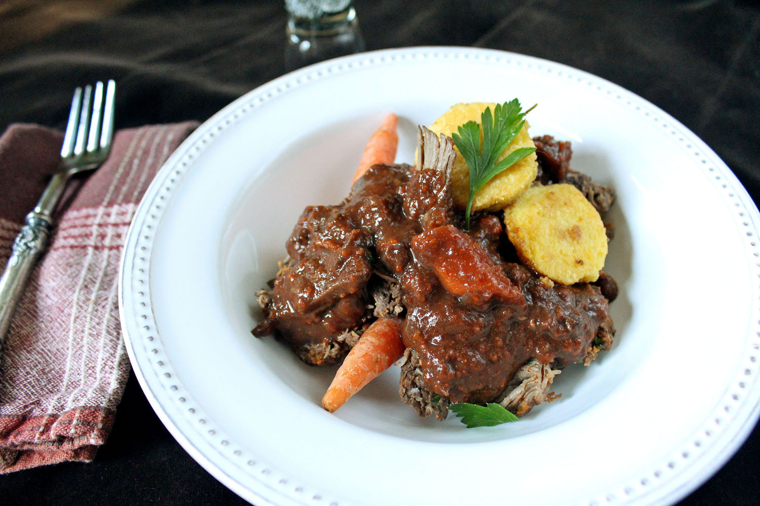 Braised Short Ribs with Crispy Polenta