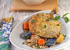 Roasted Chicken with Herb Butter & Farro
